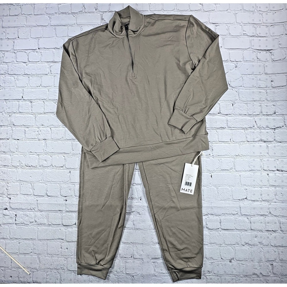 Mate the Label Seacell Tencel Everyday Top & Jogger  Set in Pebble, Small